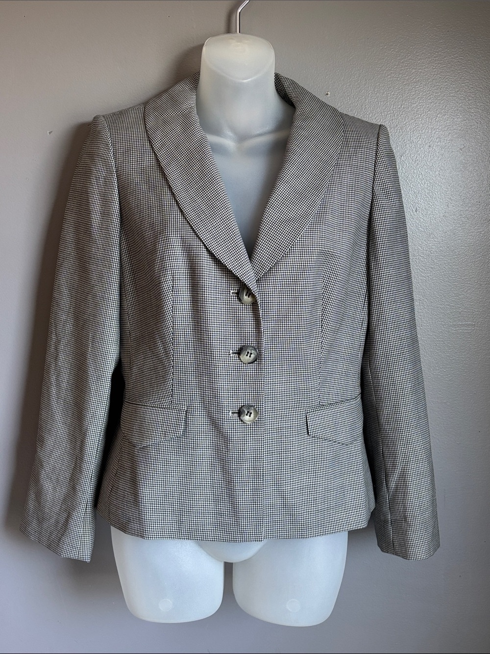 LOFT petites Taupe Houndstooth Tailored Blazer sz 6 P